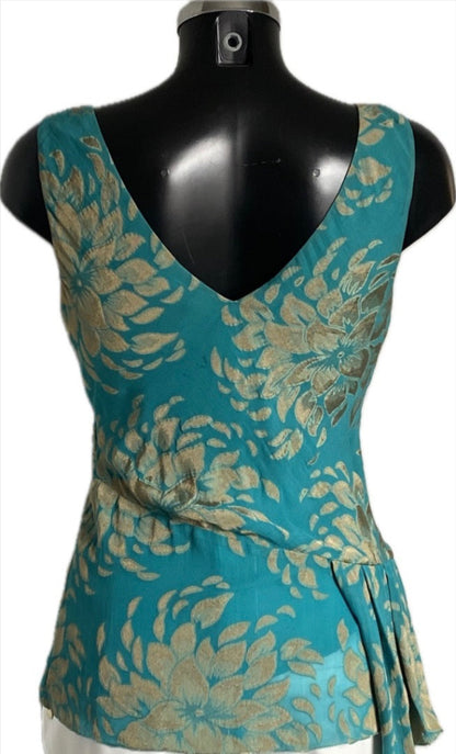 Ted Baker Green/Gold Chiffon Top - UK12
