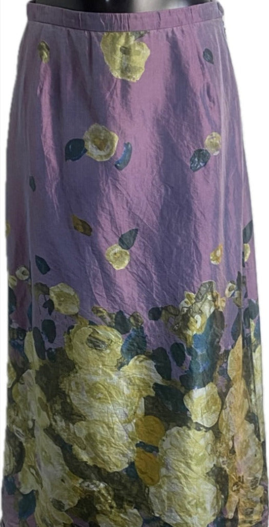 KENZO Purple & Lime Silk Skirt -  UK10