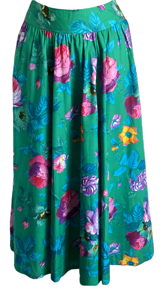 KENZO Green Flowered Skirt - UK10