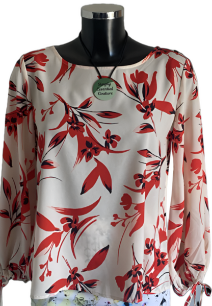 French Connection Cream Flowered Top - UK6