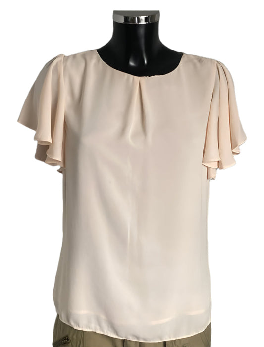 Oasis Light Apricot Chiffon Top - Size UK10