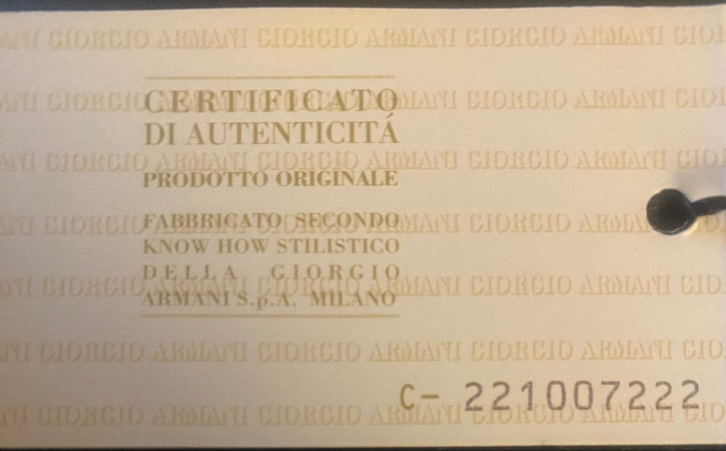 Emporio Armani Authenticity Certificate