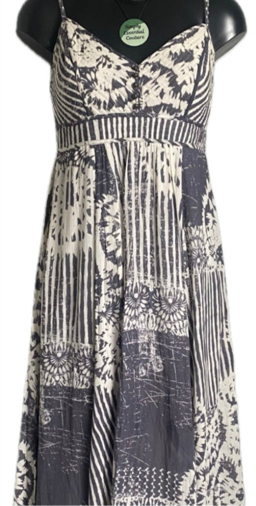 Monsoon Brown & Cream Maxi Dress - UK12
