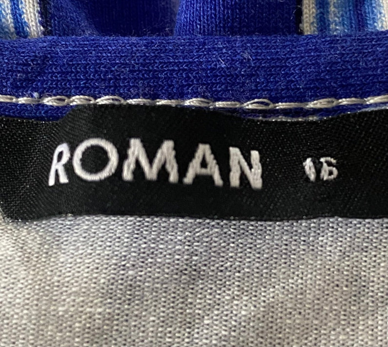 ROMAN Blue & White Knotted Top - Size UK 16 - Brand NEW with Tags