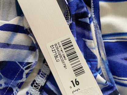 ROMAN Blue & White Knotted Top - Size UK16