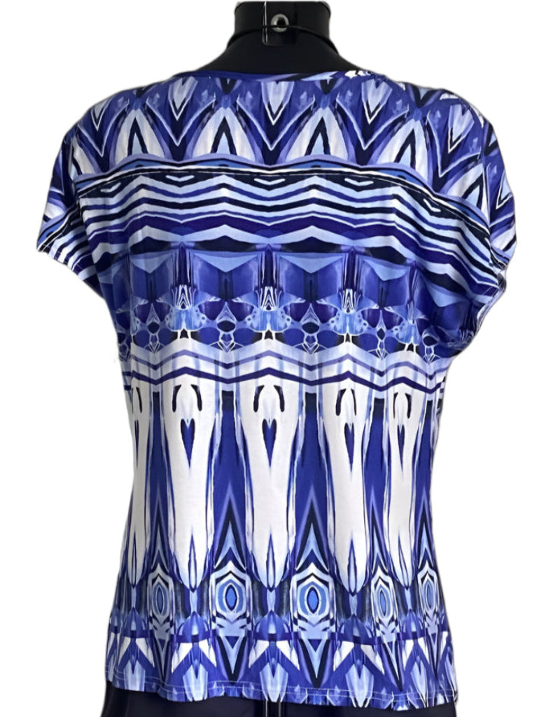 ROMAN Blue & White Knotted Top - Size UK16