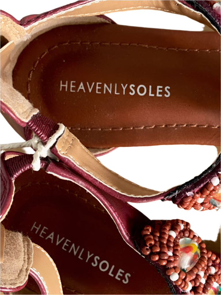 JD Williams Burgundy Beaded Sandals UK7