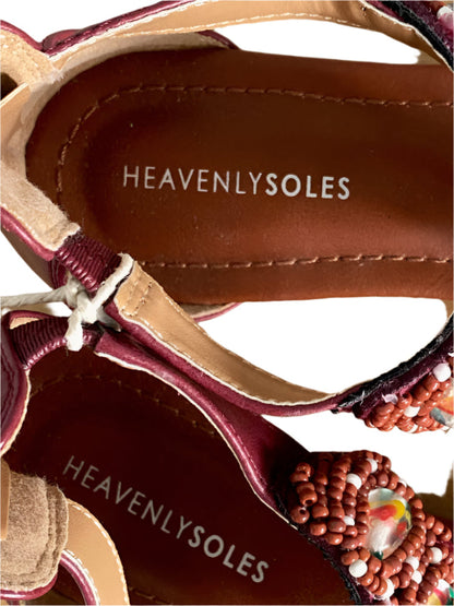 JD Williams Burgundy Beaded Sandals UK7