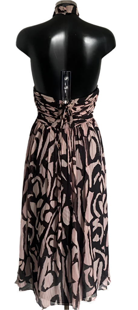Whistles Pink & Brown Silk Dress -  UK8 - Pre-loved
