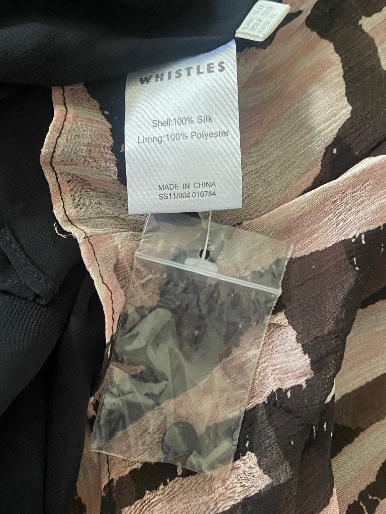 Whistles Pink & Brown Silk Dress -  UK8 - Pre-loved