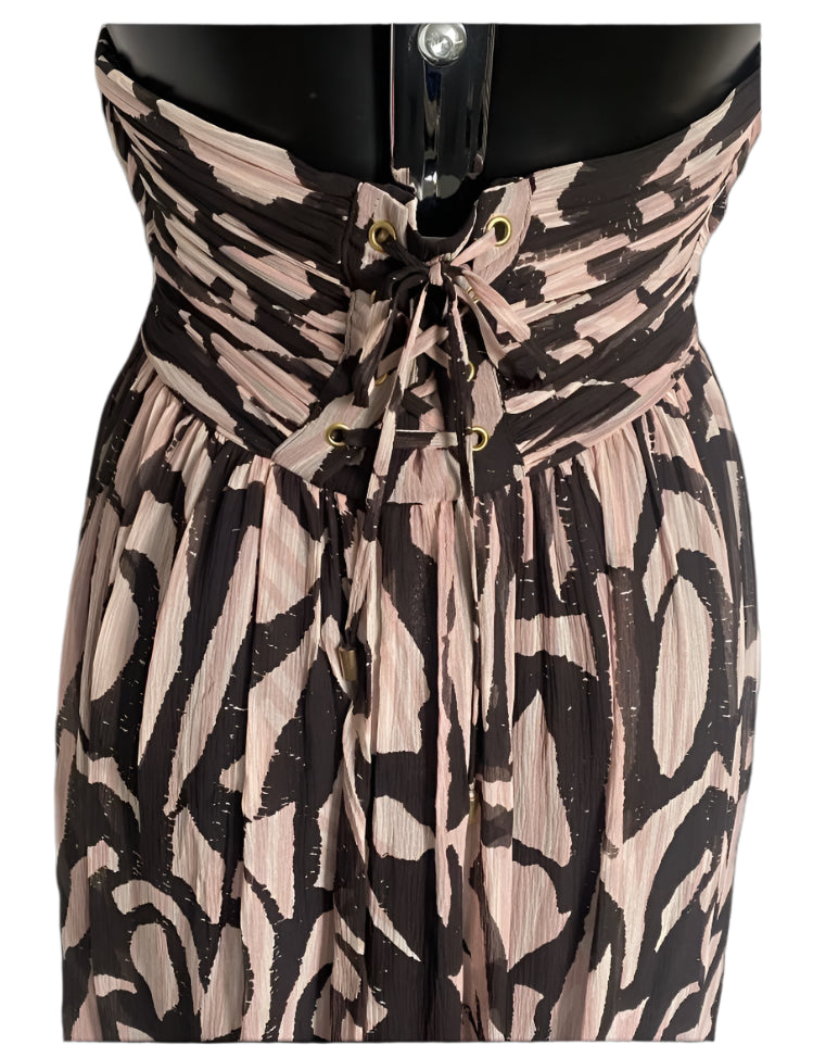 Whistles Pink & Brown Silk Dress -  UK8 - Pre-loved