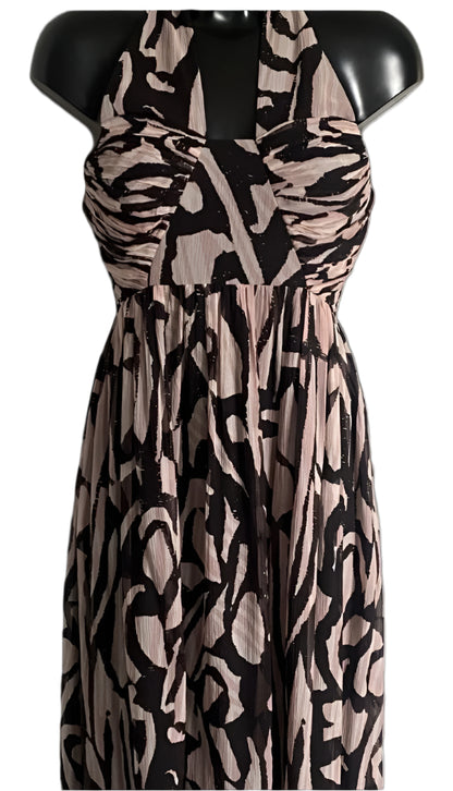 Whistles Pink & Brown Silk Dress -  UK8 - Pre-loved