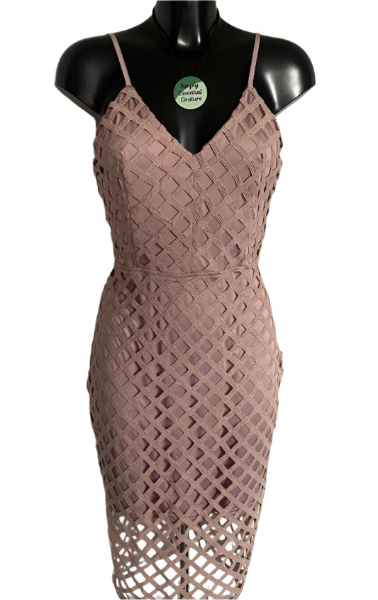 Missguided Mauve Strappy Lattice Dress - UK12