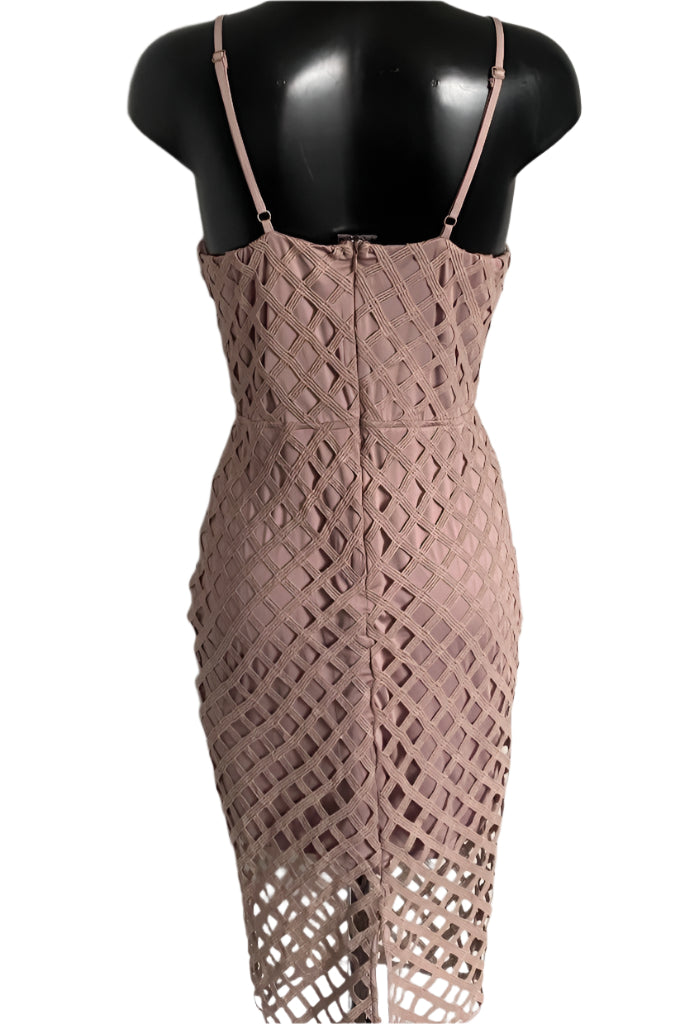 Missguided Mauve Strappy Lattice Dress - UK12