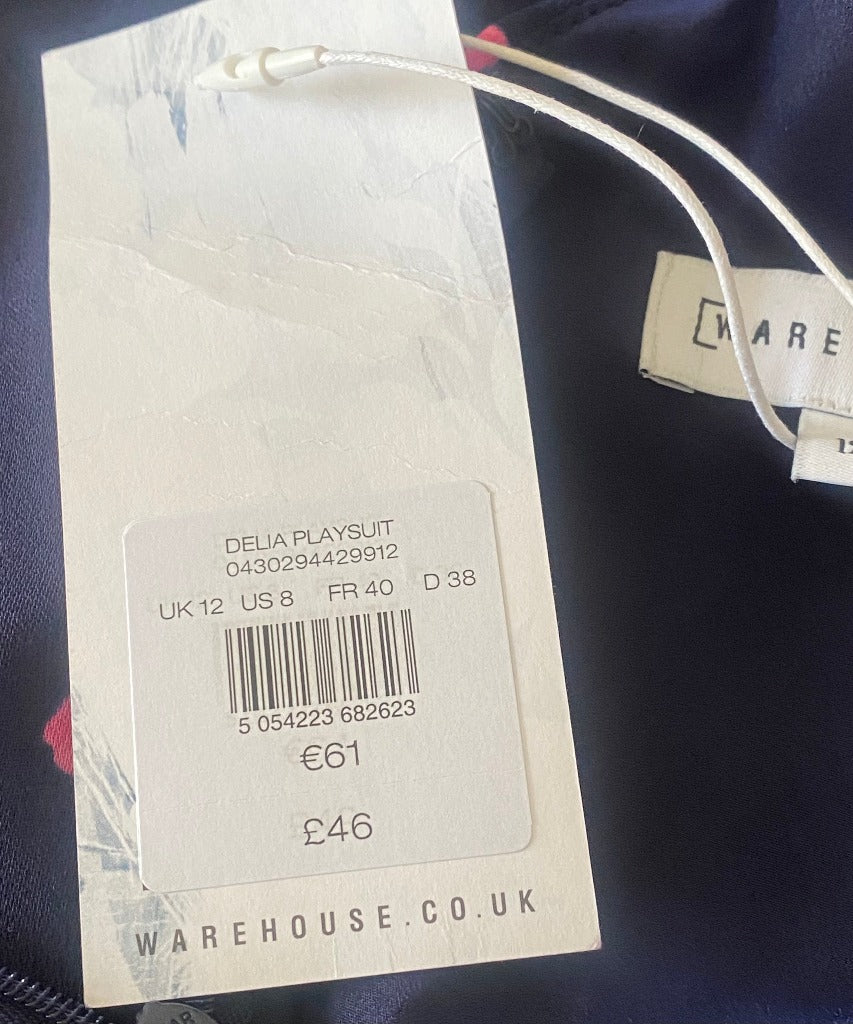 Warehouse Delia Playsuit - Size UK12