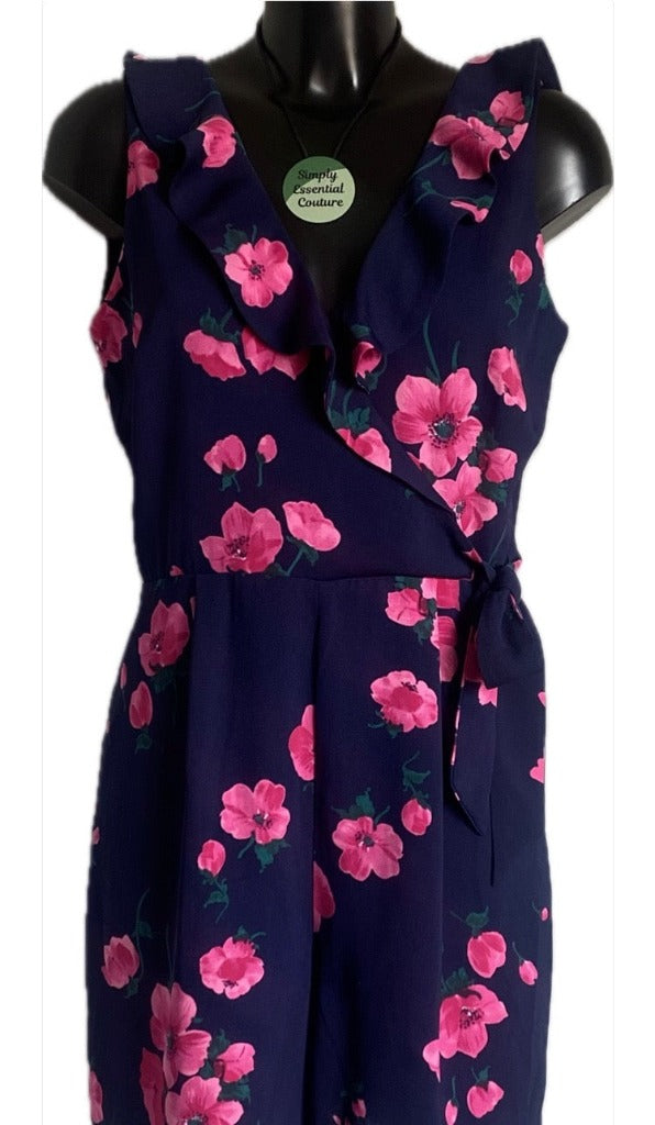 Warehouse Navy Playsuit - Size UK12