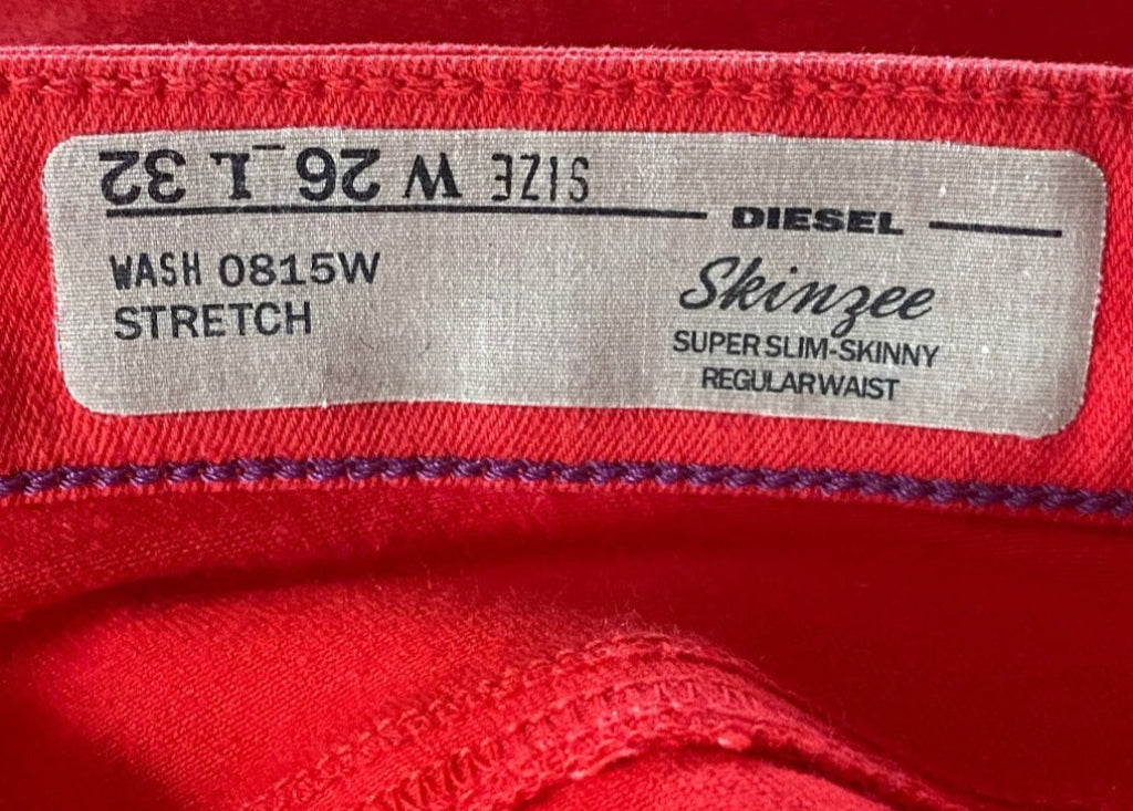Diesel Super Skinny Red Jeans - Size UK8