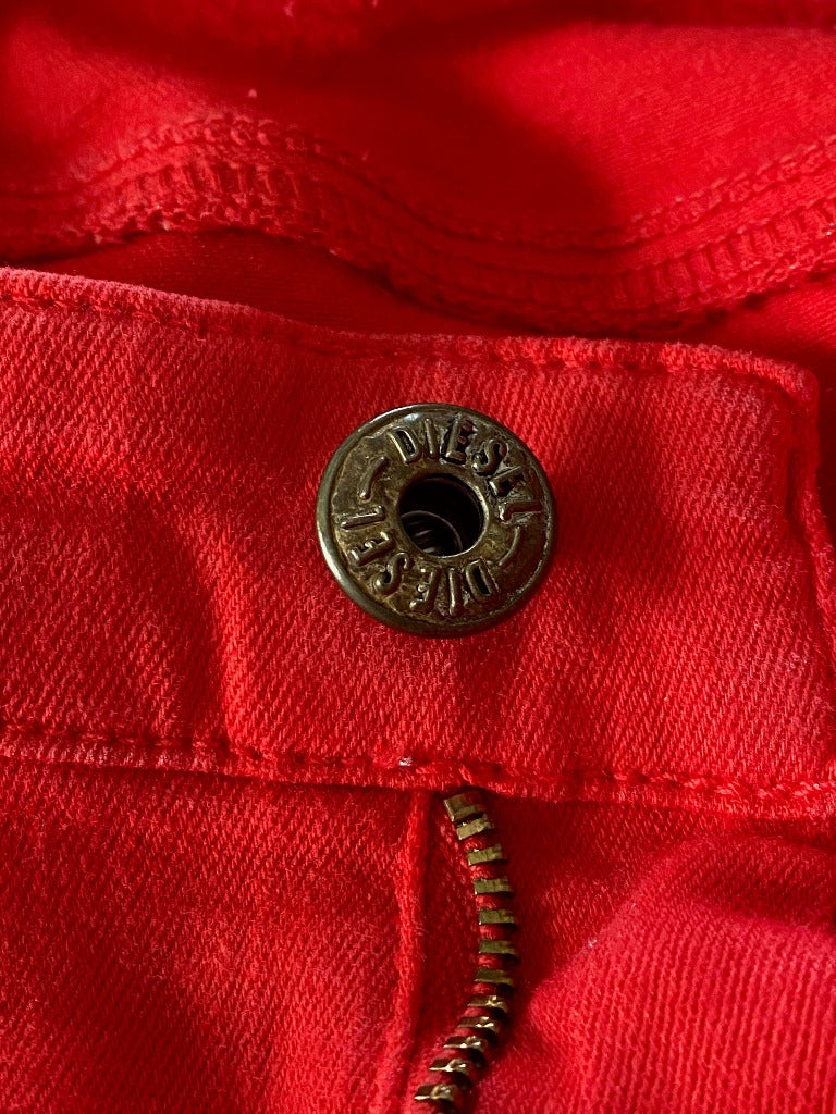 Diesel Super Skinny Red Jeans - Button