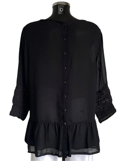 MINT VELVET Black Hobo Top - Size UK18