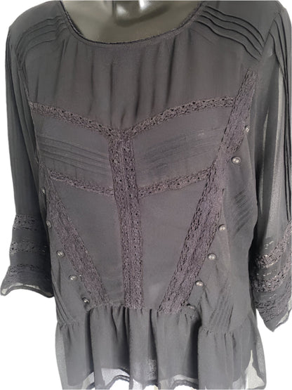 MINT VELVET Black Hobo Top - Size UK18