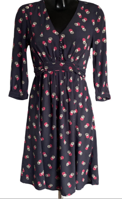 Boden Grey and Pink Pattern Dress - UK 6
