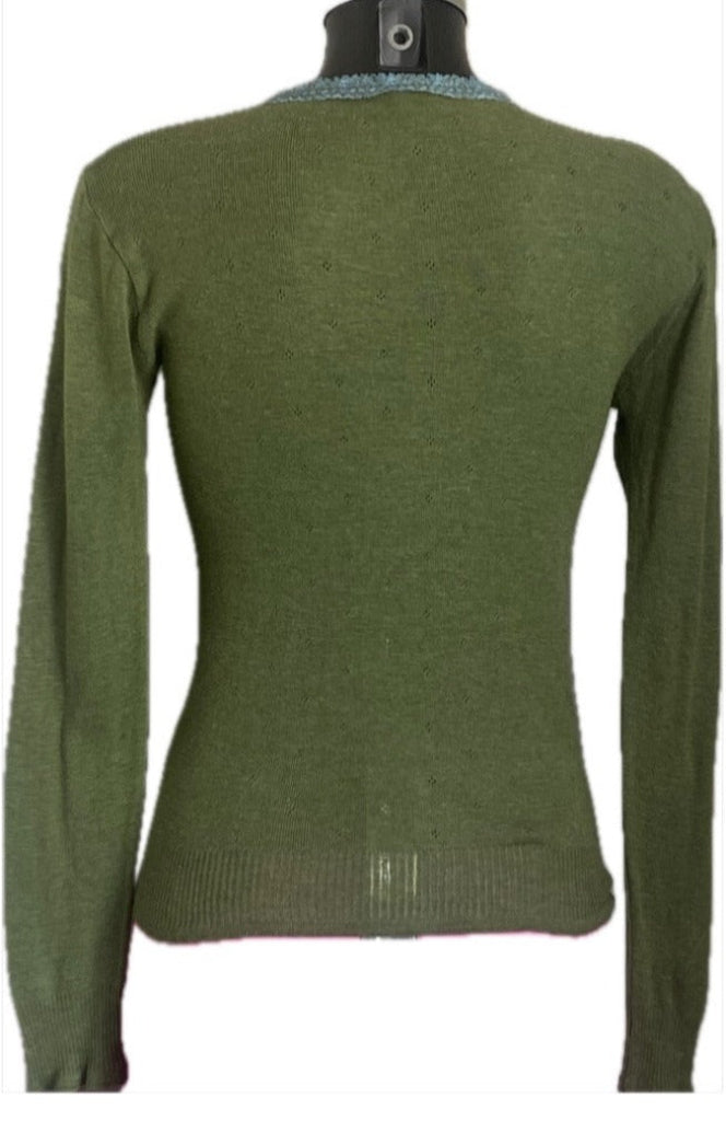 Jigsaw Green Vintage Cardigan - size S/M