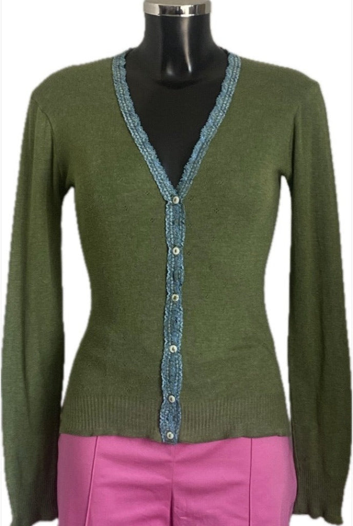 Jigsaw Green Vintage Cardigan - size S/M