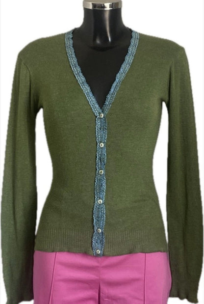 Jigsaw Green Vintage Cardigan - size S/M
