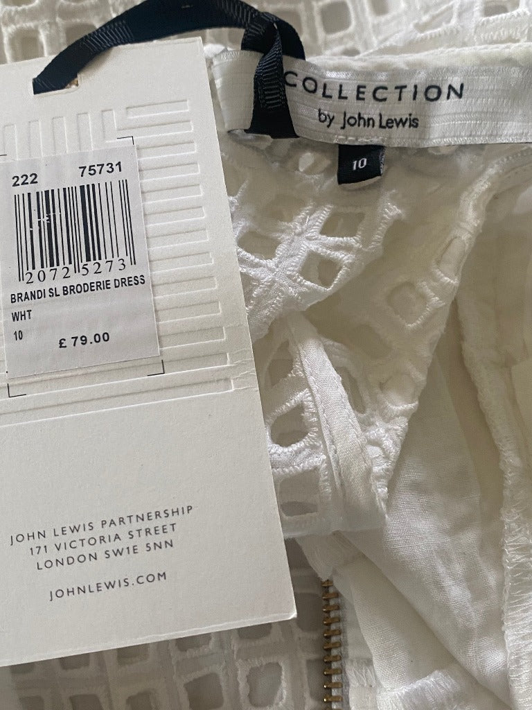 JOHN LEWIS White Waffle Pattern Dress - UK10