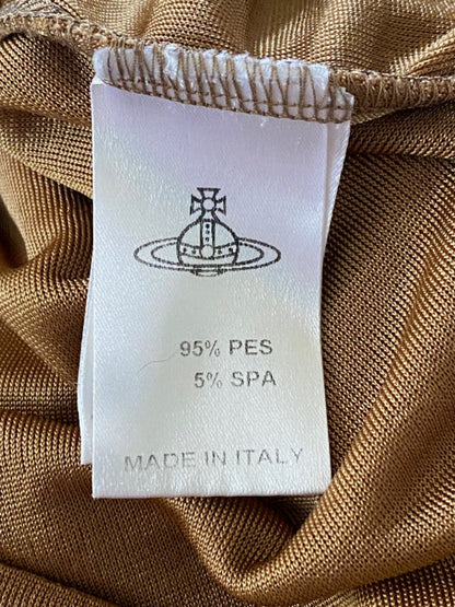 Vivienne Westwood label on brown fabric
