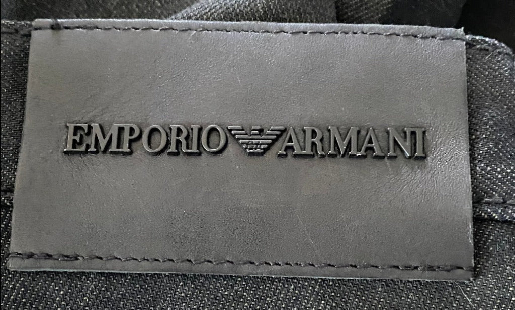 Emporio Armani Black Jeans Leather Patch