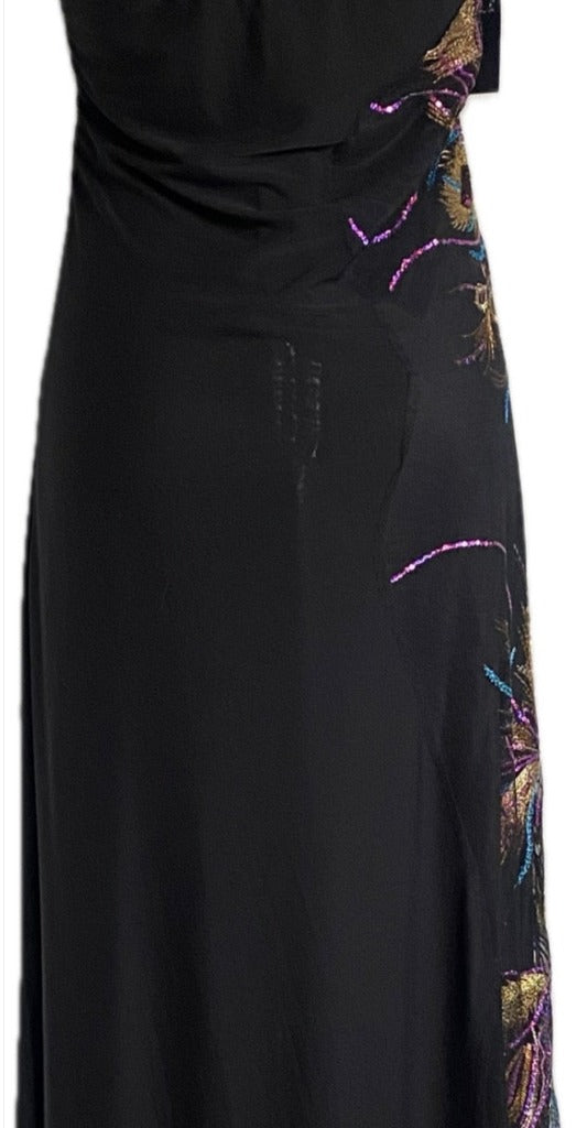 Angel Fashions Long Black Peacock Dress - UK XXL