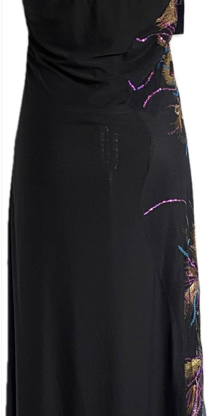 Angel Fashions Long Black Peacock Dress - UK XXL