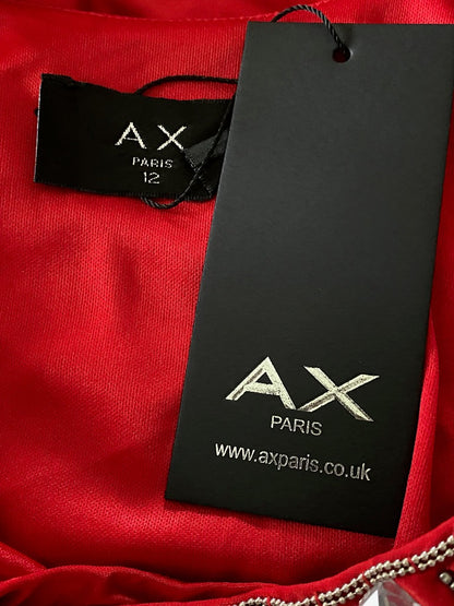 AX Paris Red Ruched Jewelled Dress Tags