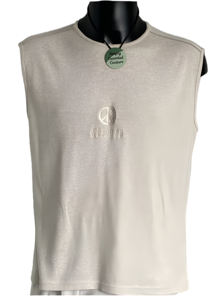 Moschino Cream Vest Top - Size XL - Front