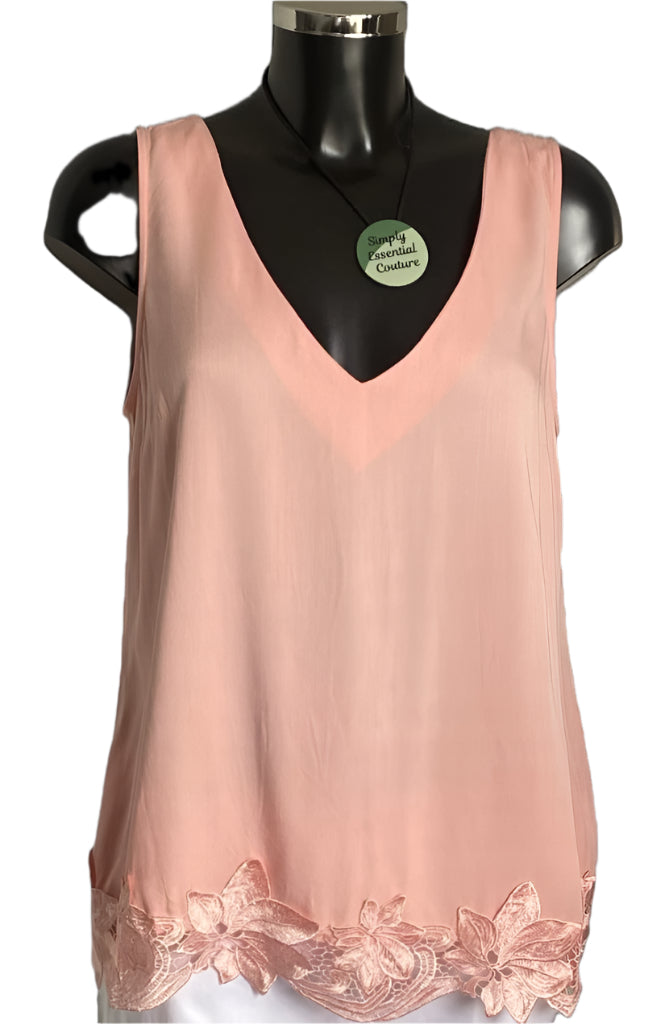 Oasis Soft Pink Cotton Top - Size UK14