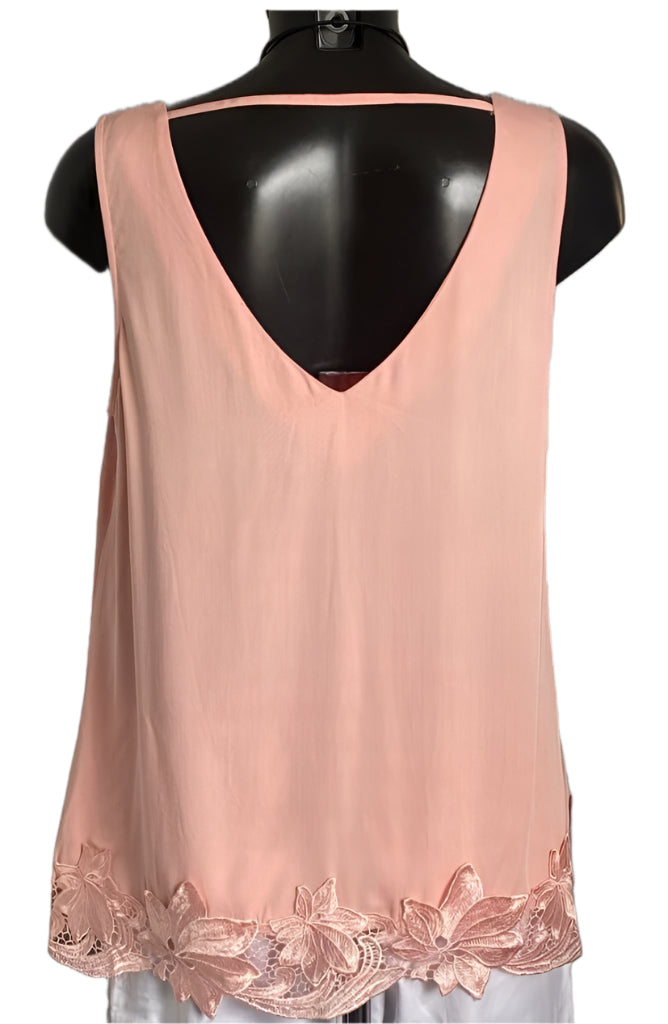 Oasis Soft Pink Cotton Top - Size UK14