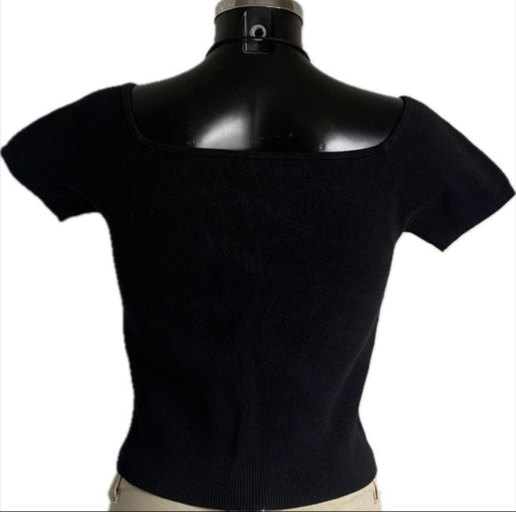 Whistles Black Knitted Quintaro Top - UK L