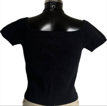 Whistles Black Knitted Quintaro Top - UK L
