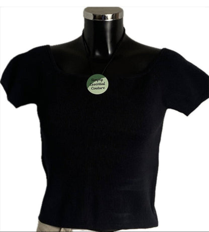 Whistles Black Knitted Quintaro Top - UK L
