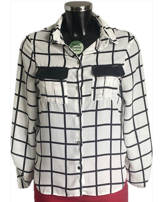 Lipsy London Black/White Check Shirt - UK10