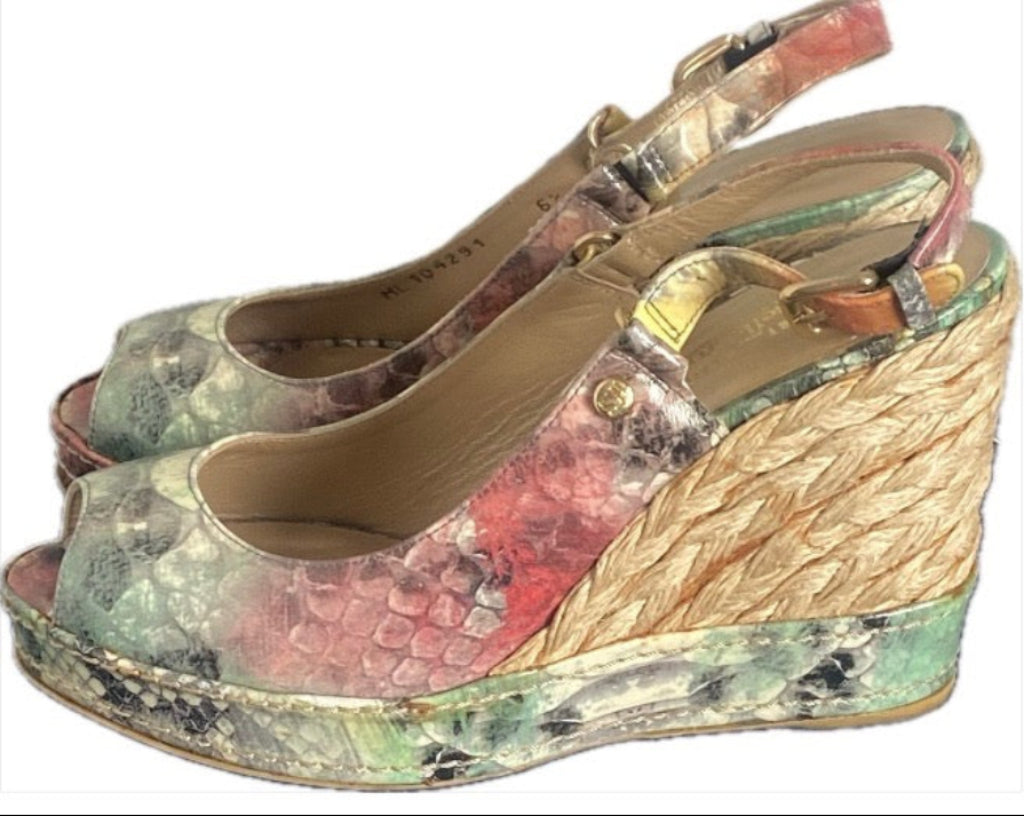 Russell & Bromley Floral Wedge Sandals - UK6.5 