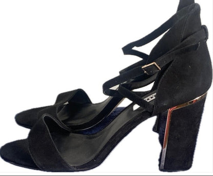 DUNE Black Suede Sandals Size UK6 NEW