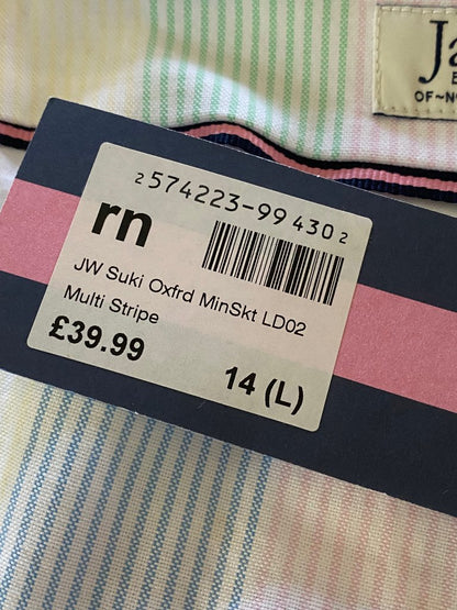 JACK WILLS Multi Pastel Oxford Skirt - UK14 - Brand NEW with Labels