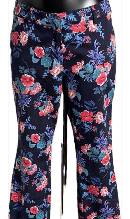 Monsoon Navy Floral Trousers - Size UK10
