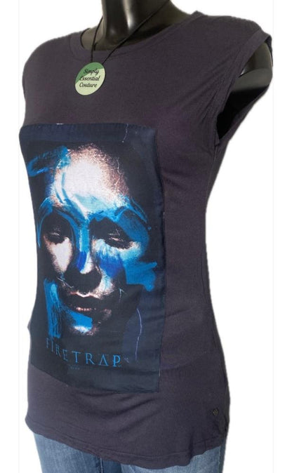 Firetrap Grey T-Shirt Size UK10 - Pre-loved