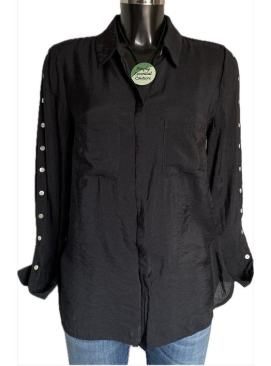 Mint Velvet Black Shirt - Size UK10