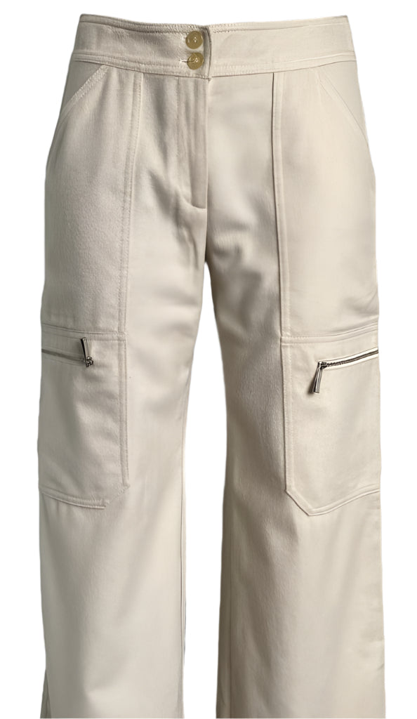 Max Mara Cream Cargo Trousers - UK8