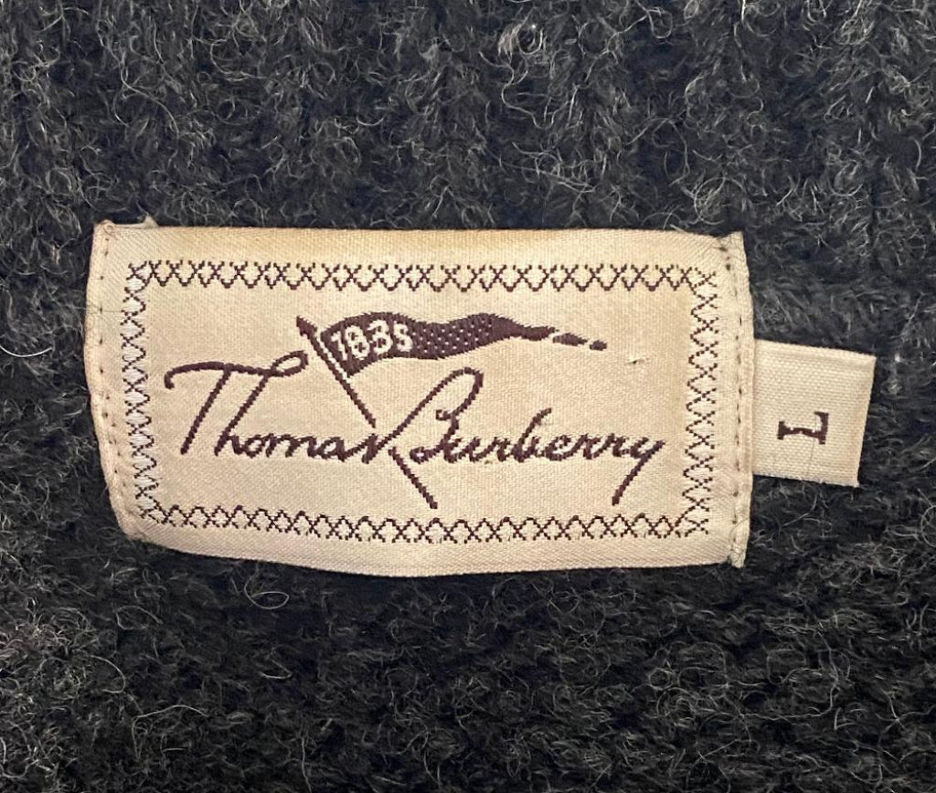 Thomas Burberry Vintage Chunky Knit Cardigan - Label