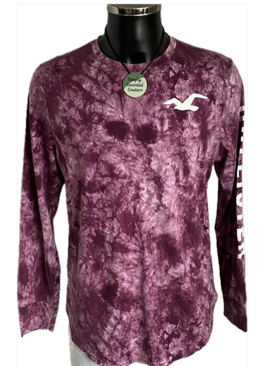 Hollister Burgundy Tie-Dye T-Shirt -L